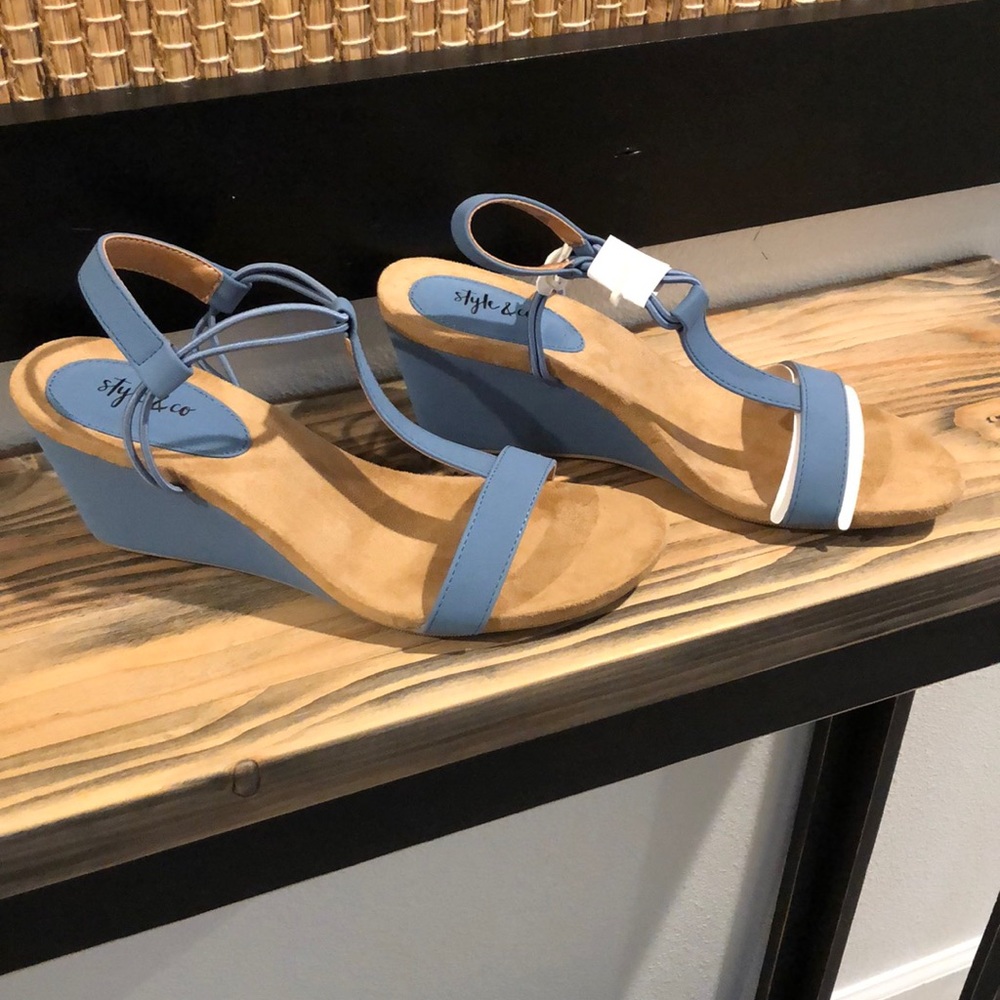 Style & Co dusty blue color 3 inch wedge. New in box. Extremely comfortable.